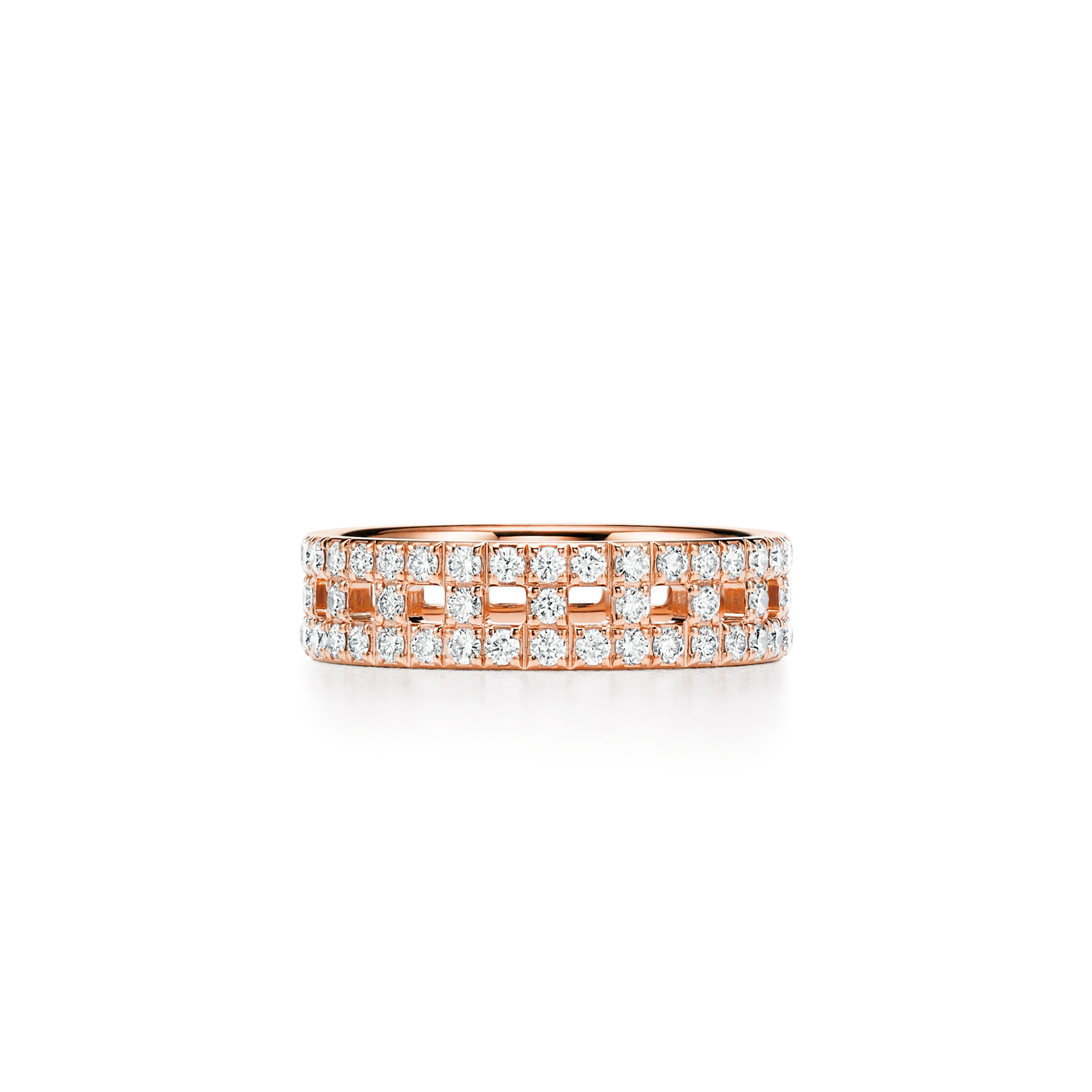 TIFFANY T TRUE WIDE RING IN ROSE GOLD WITH PAVÉ DIAMONDS 63963097